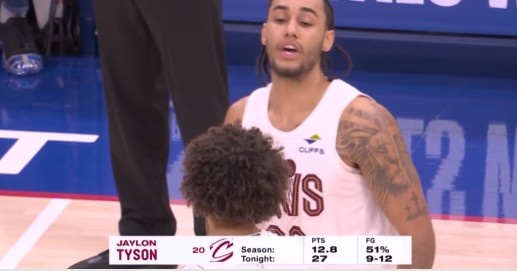 永利官网-得分平赛季纪录！泰森迎着恩比德压哨高抛命中 个人27分